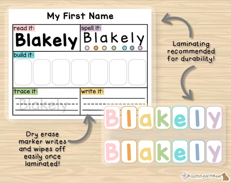 My Name Learning Mat Personalized Name Practice Worksheet Read It