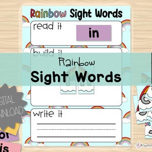 Palabras a la vista Arcoíris / Leer, construir y escribir / Aprender a leer / Reconocimiento de palabras / Reconocimiento de letras / Preescolar, jardín de infantes / Montessori / Educación en el hogar