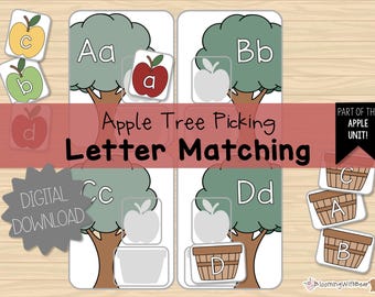 Letter Matching | Apple Tree Activity | Fall Learning | Autumn | Alphabet Matching | ABCs | Letter Recognition | Montessori | Homeschool
