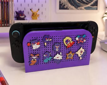 Switch Dock Pin Display | Magnetic Enamel Pin Holder | Switch 1 OLED & 2 | Kawaii Gamer Desk