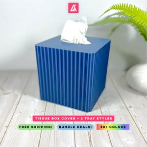 Moderner gerippter Taschentuchbox-Bezug + Passende Tabletts, Minimalistischer Würfel-Taschentuchhalter für die Inneneinrichtung
