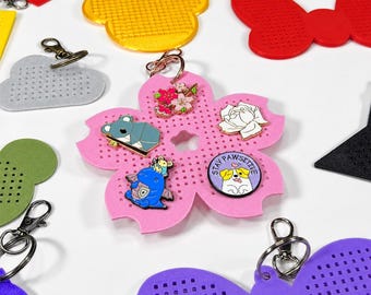 Custom Pin Display Keychain | Enamel Pin Holder | ita Bag & Backpack Charm | Pin Trading Display
