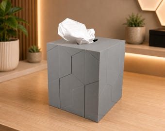 Geometric Cube Tissue Box Cover | Modern Minimalist Decor | Tissue Holder
