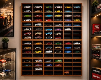 Scaffale espositivo modulare per modellini in scala 1:64 / Supporto da parete per 8 auto Hot Wheels e Matchbox / Espositore personalizzato per auto giocattolo