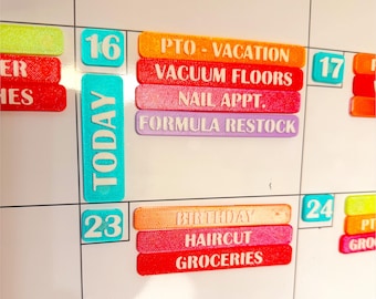 Calendarios magnéticos 3D para pizarra blanca / Etiquetas personalizadas para pizarras de 24 x 36 / Fichas magnéticas reutilizables para tareas