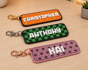 Personalized Bag Name Tag | Japanese Anime Luggage Tag | Custom Backpack, Bottle & Lunch Box Charm