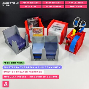 Sleeve & Top Loader + MORE Dispenser – Holds Penny Sleeves, Deck Sleeves, Toploaders, Card Savers, Team Bags, Hobby Guards and Tools.
