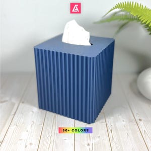 Modern Ribbed Tissue Box Cover: Minimalist Decor, 50+ colors