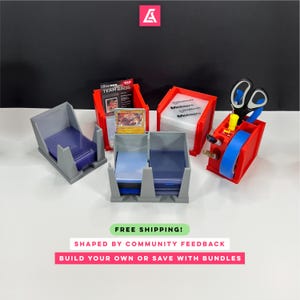 Sleeve & Top Loader + MORE Dispenser – Holds Penny Sleeves, Deck Sleeves, Toploaders, Card Savers, Team Bags, Hobby Guards and Tools.