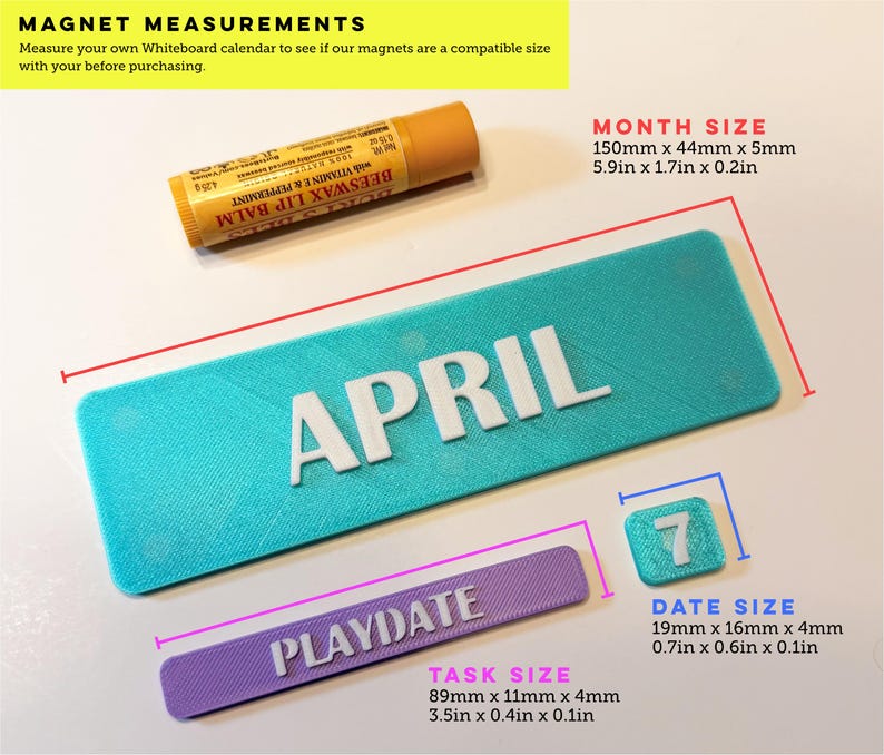 Whiteboard Calendar Magnets | Custom Planner Labels | 24x36 Board ...