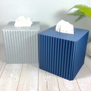 Funda cuadrada para caja de pañuelos / Organizador moderno acanalado / Decoración minimalista para escritorio y baño con colores personalizados
