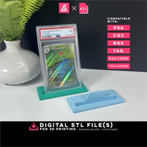 Trading Card Stand [STL File] - Fits cards in Psa, Cgc, Tag, Bgs, Top Loaders, and Magnetic Cases (35pt).