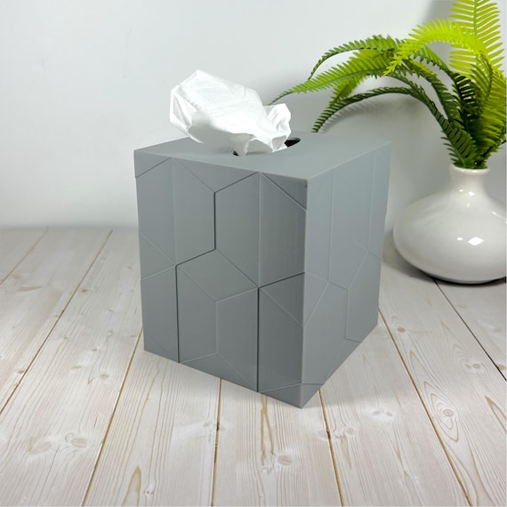 Geometric Cube Tissue Box Cover – Modern Minimalist Decor