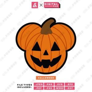 Pumpkin Mouse Halloween Clipart: Jack-O&#39;-Lantern SVG, PNG (Digital File)