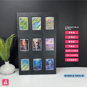 Modular Trading Card Wall Display – Fits Top Loaders, Magnetic Cases (35pt), Psa, Cgc, Bgs, Tag, & Jumbo cards. Bundle discount! 30+ colors