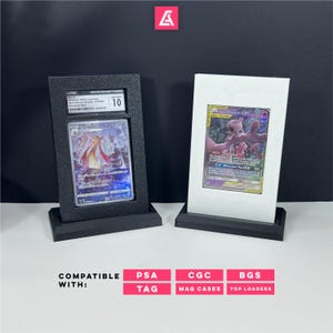 Cadre sur pied pour cartes à collectionner - Convient aux cartes de format Psa, Cgc, Bgs, Tag, Top Loaders et magnétiques (35 points). Plus de 30 couleurs.