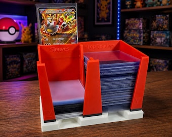 Estación de suministro de cartas TCG / Soporte para fundas y protectores rígidos / Preparación para calificación / Organizador de escritorio para coleccionistas