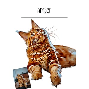 Portrait zeichnen lassen, Individuelle Geschenke, Haustier Gedenk Geschenk, Katze, Erinnerung Haustier verstorben, Tierposter, Foto Geschenk