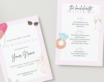 PJS and Prosecco Bachelorette Invitation