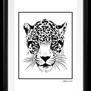 Leopard Bild zum Einrahmen — Kunstdruck, schwarz-weiß, Poster Design, ungerahmt, Wohnzimmerdeko, Leoparden Print, Wanddeko, Leoparden Deko