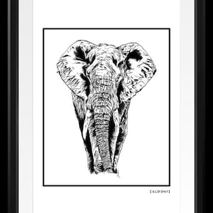 Elefant Bild zum Einrahmen — Wandbild, schwarzweiß, Poster, ungerahmt, Druck, Tierposter, Wohnzimmerdeko, Poster Design, Elefant Deko, Wandd