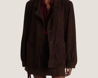 Handgefertigte braune Wildlederjacke - Damen Schaffelloberbekleidung