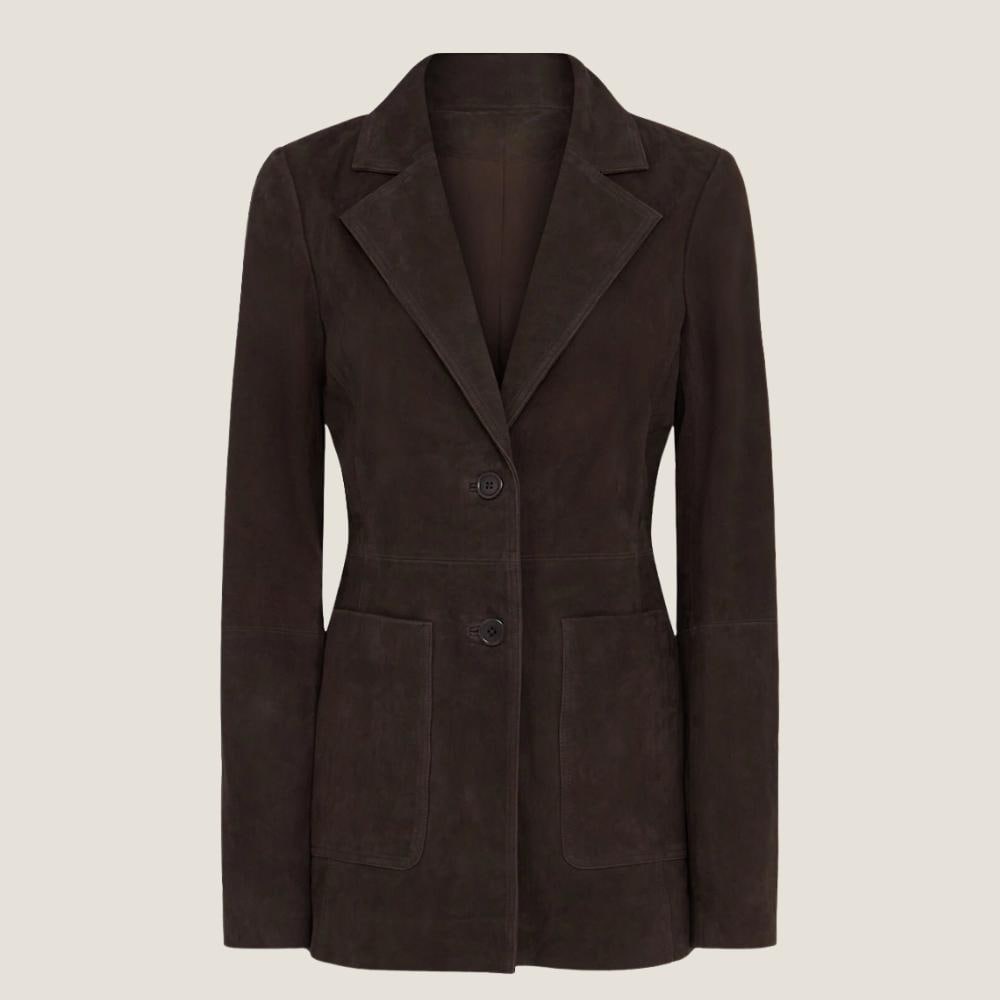 Vintage bruine suède blazer - boho western leren jack voor dames - chique lichtbruine herfstjas