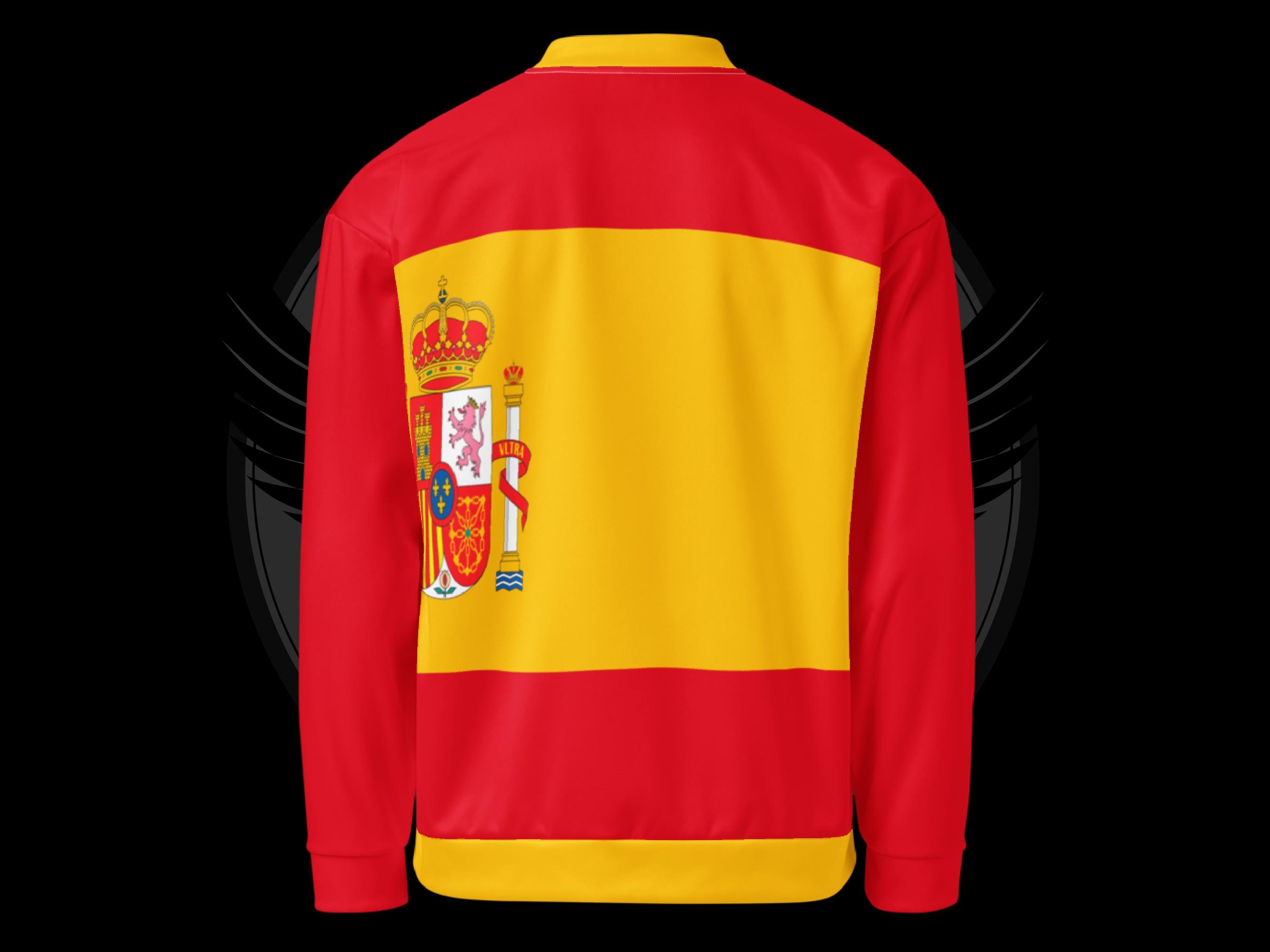 Spain Flag Bomber Jacket – Red Yellow Jacket | Spanish Flag Jacket ...