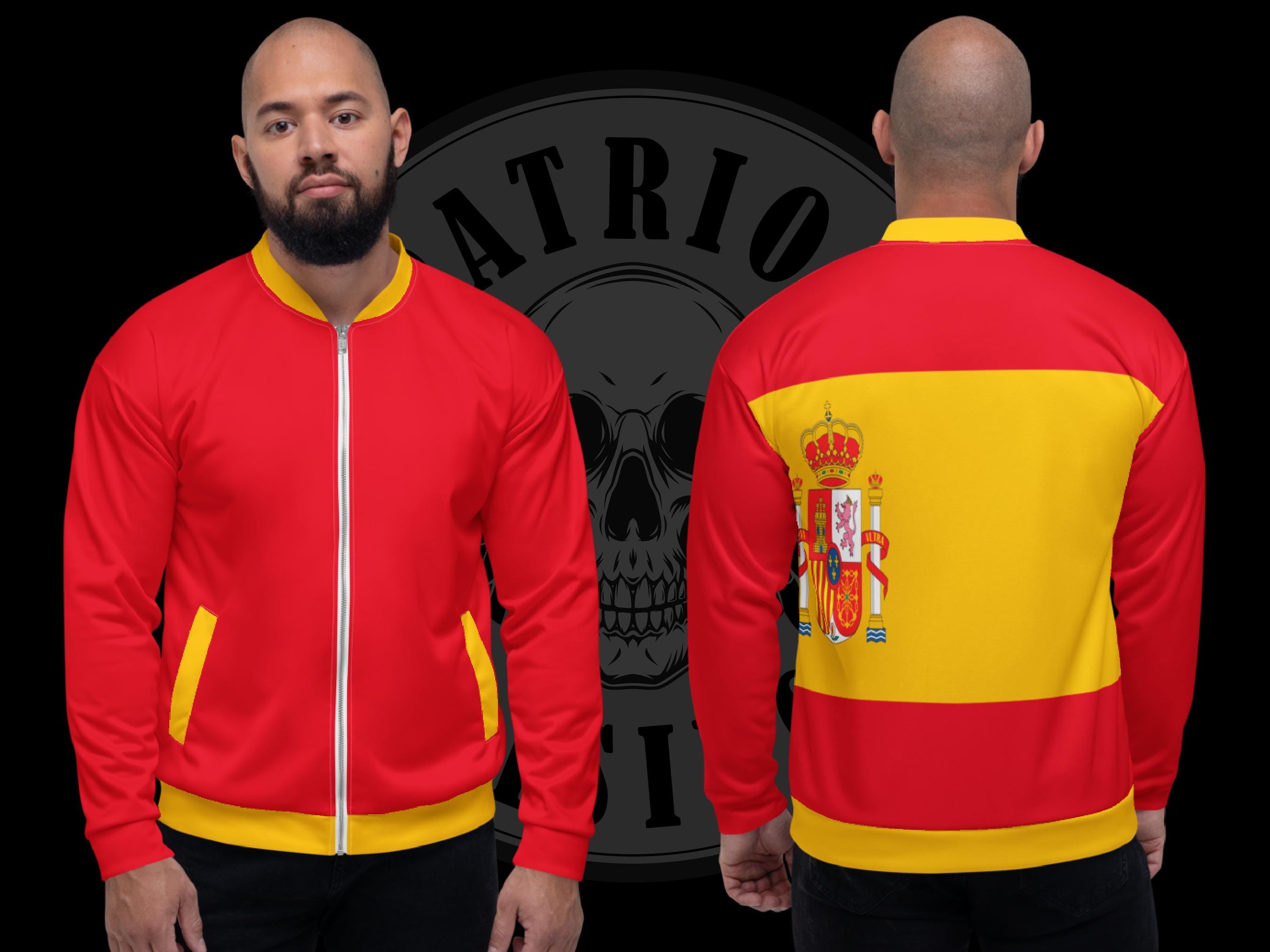 Spain Flag Bomber Jacket – Red Yellow Jacket | Spanish Flag Jacket ...
