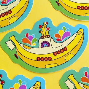 Gelber Subanana Aufkleber | Die Beatles Yellow Submarine Aufkleber | Bananen Aufkleber