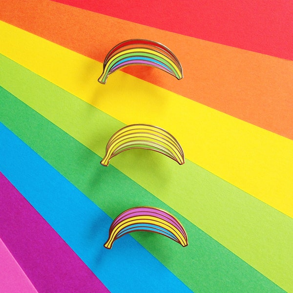 Rainbonana emaille pin | Regenboog banaan emaille pin | Pride pin-badge