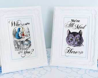 Alice in Wonderland quotes printable images for 8x10, 5x7, 4x6 picture frame Alice in Wonderland party decorations DiY digital file full set