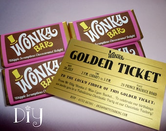 Golden Ticket Invitations Printable Willy Wonka Invitations Etsy