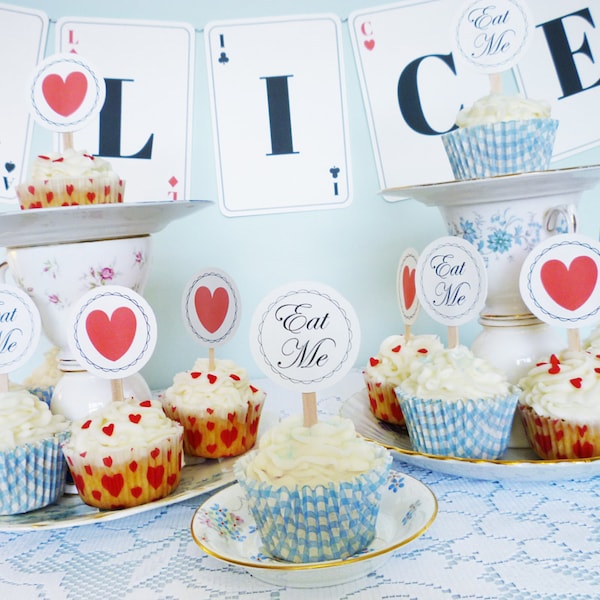 Alice in Wonderland deluxe party kit complete customizable birthday party décor editable PDF printables