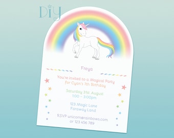 Rainbow Unicorn invitation printable rainbows and unicorns printable invite unicorn birthday party baby shower DiY personalized invite PDF