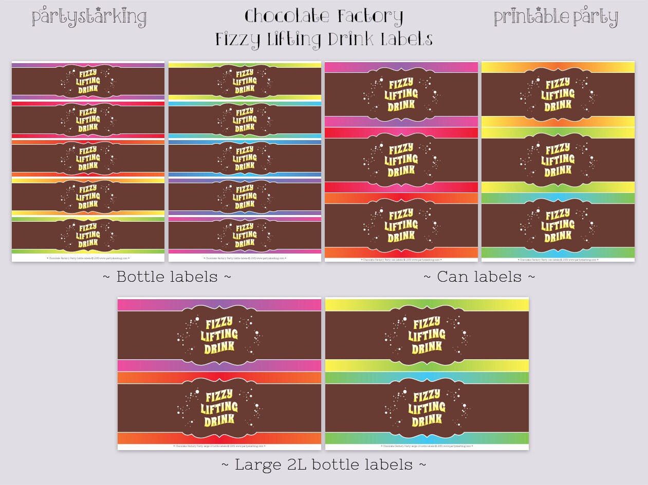 Wonka Fizzy Lifting Drink Labels Diy Printable Soda Bottle - Etsy Australia