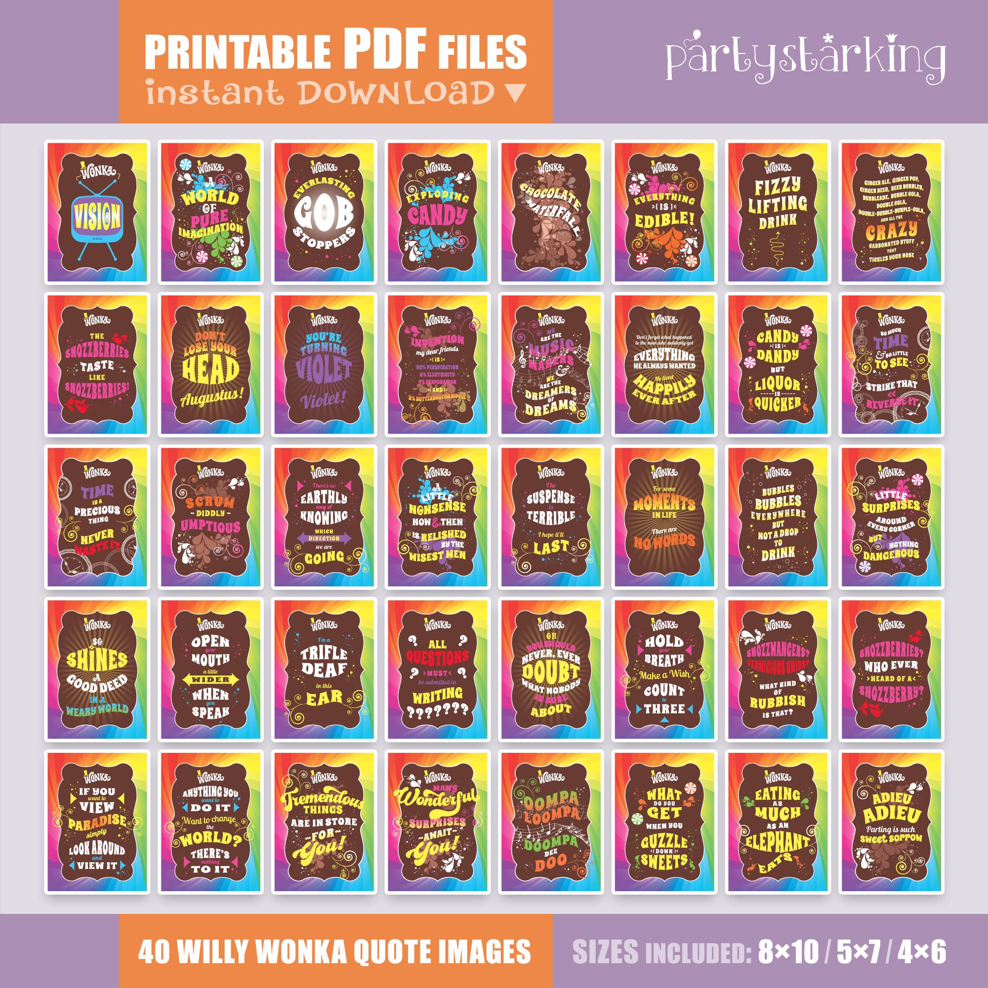 Wrappers Sign Willy Wonka JR. Printable Props, Signs, Wonka Bar Wrappers, Golden ...
