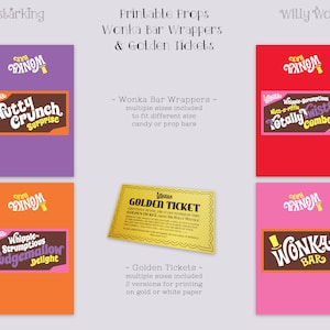 Willy Wonka JR. Prop Wonka Bar Wrappers, Nutty Crunch Surprise, Whipple ...