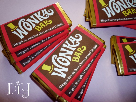 Wonka Bar Labels Wonka Bar Candy Bar Label Willy Wonka Birthday