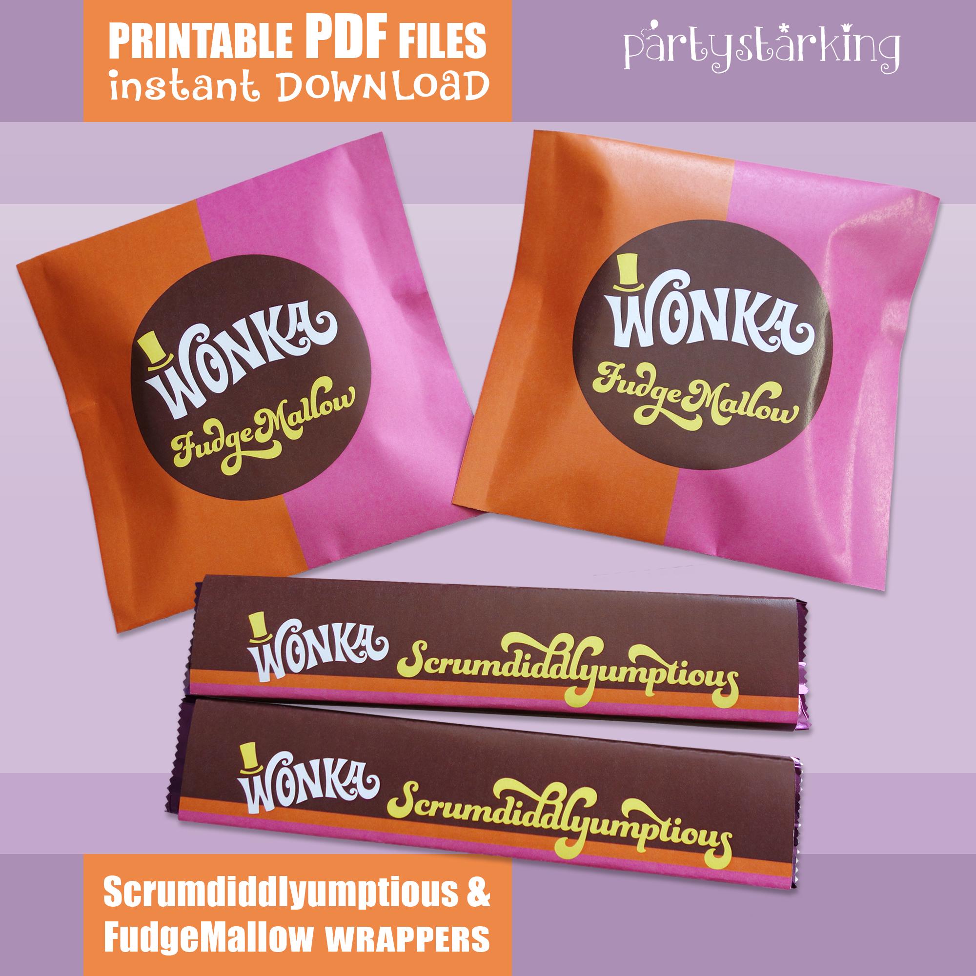 Willy Wonka JR. Printable Props, Signs, Wonka Bar Wrappers, Golden ...
