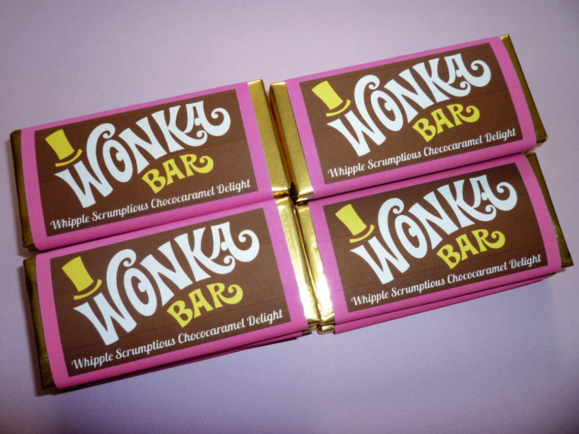 Wonka Bar wrapper template Wonka Bar favor Willy Wonka Etsy