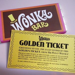 Golden Ticket invitations printable Willy Wonka movie style Golden Tickets Willy Wonka and the Chocolate Factory party DiY editable Retro image 3