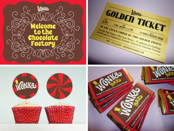Willy Wonka Birthday Party Decorations Diy Printable Party Kit Etsy