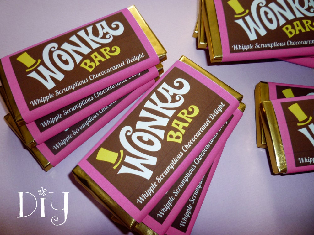 Wonka Bar Wrapper Template Wonka Bar Favor Willy Wonka Birthday Party  Chocolate Factory Party Printable Candy Wrapper Editable PDF File Pink 