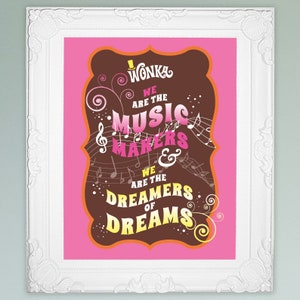 Willy Wonka quotes 40 images for 8x10, 5x7, 4x6 picture frames Wonka party decorations DiY printable digital Retro ORANGE/PiNK full set image 4