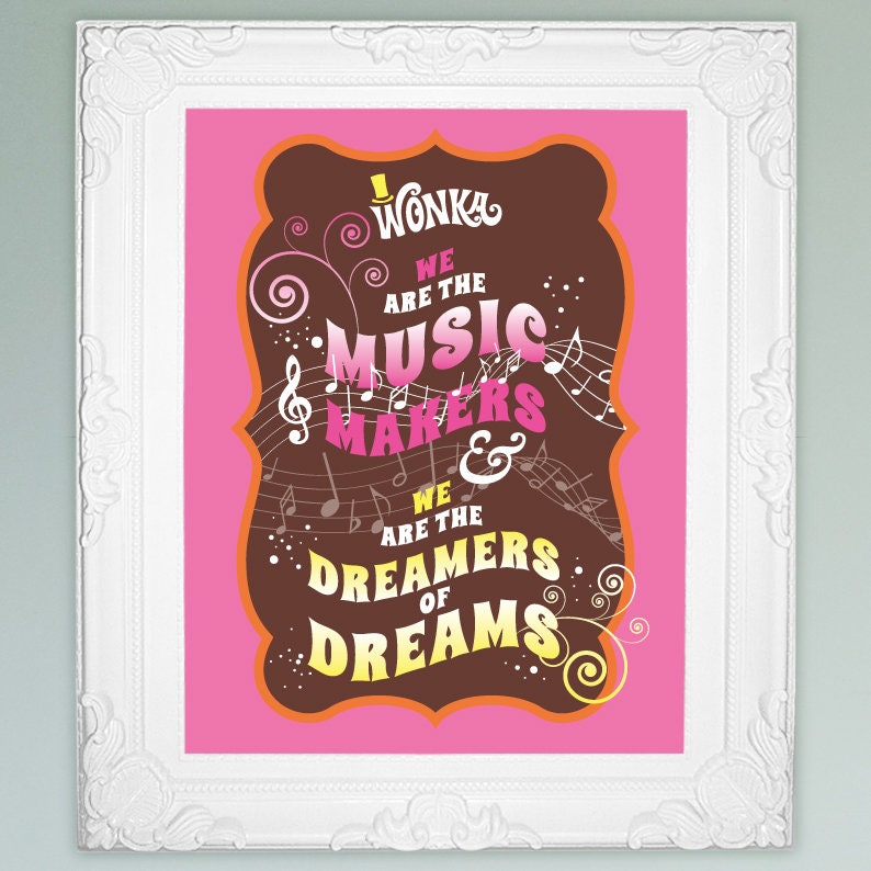 Willy Wonka quotes 40 images for 8x10, 5x7, 4x6 picture frames Wonka party decorations DiY printable digital Retro ORANGE/PiNK full set image 4