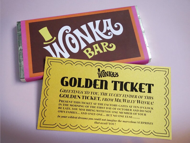 Golden Ticket invitation Wonka Bar FudgeMallow & | Etsy