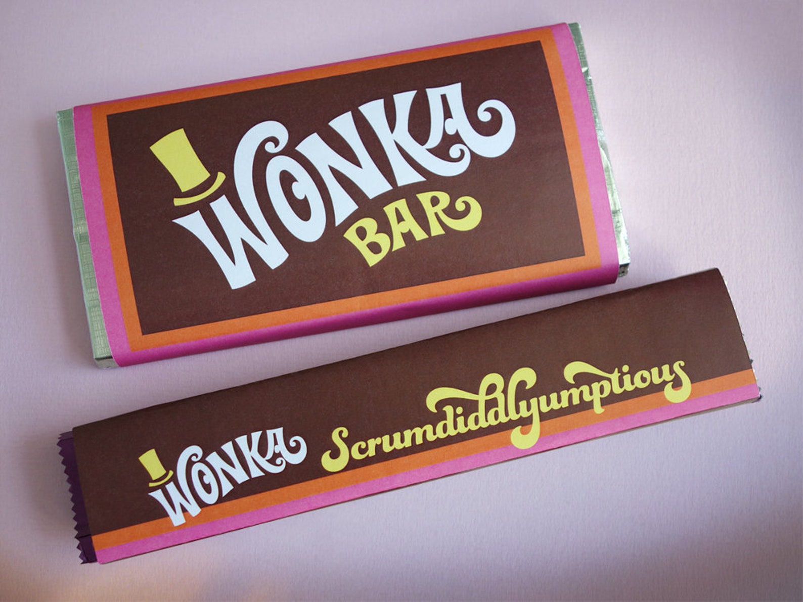 Wonka Bar Fudgemallow & Scrumdiddlyumptious Labels Wonka Bar Etsy UK