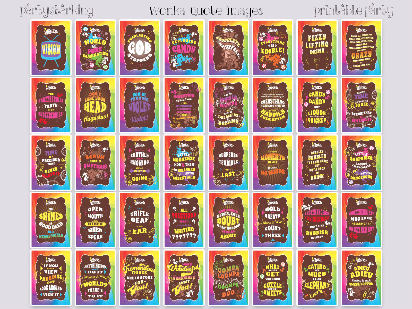 Wonka Deluxe Party Kit Willy Wonka Birthday Party Decorations Etsy Canada