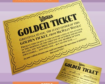 Invitaciones imprimibles con diseño de boleto dorado para fiestas DIY con texto editable